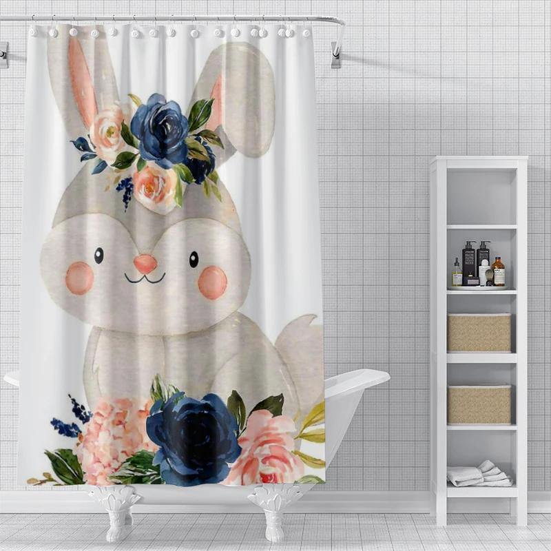 Panda Rabbit, Cat, Lion, Animal Shower Curtain Waterproof Cloth Bathroom Curtain Anime Animal Style Modern Shower Curtain