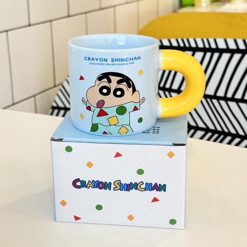 Crayon Xiaoxin Cartoon Ceramic Cup, New Couple Mug, Household Water Cup, Birthday Gift, High Value 390ml