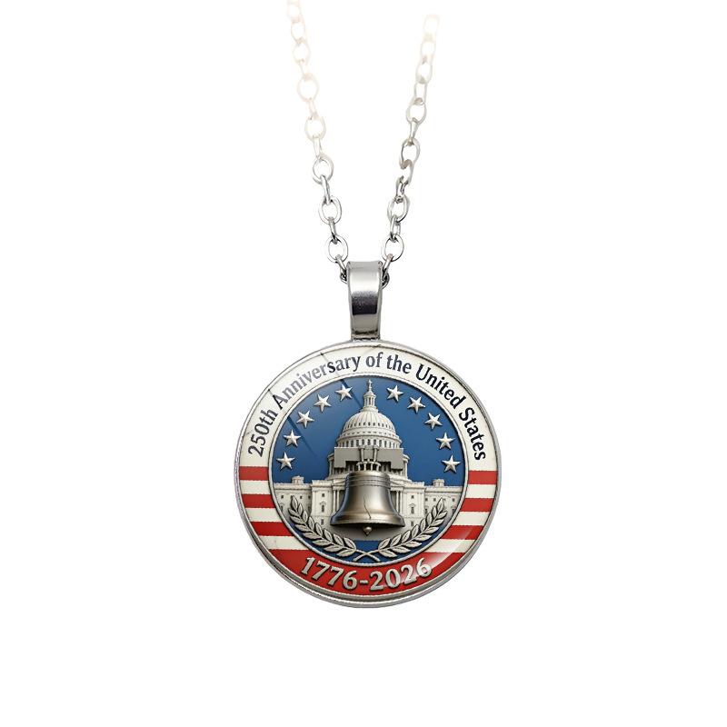 250th Anniversary Necklace Silvery Liberty Bell Pendant Statue Of Liberty Necklace Scratch-Resistant American Flag Jewelry