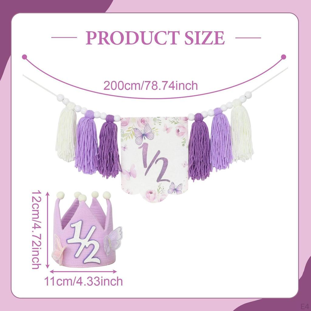 1/2 Birthday High Chair Banner Party Decor Creative Yarn Tassel Garland for Gift Kids