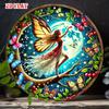 Round Sign Featuring a D Flat Design of an Enchanted Garden with Themes of Fairy Dance And Butterfly Whispers