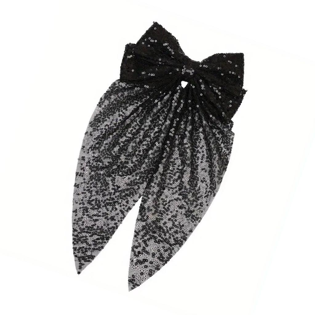 Bride Hairpin with Sequins Bowknot for Girls Barrette Bows for Pageant Prom Princess Hair Accessories Stage Props