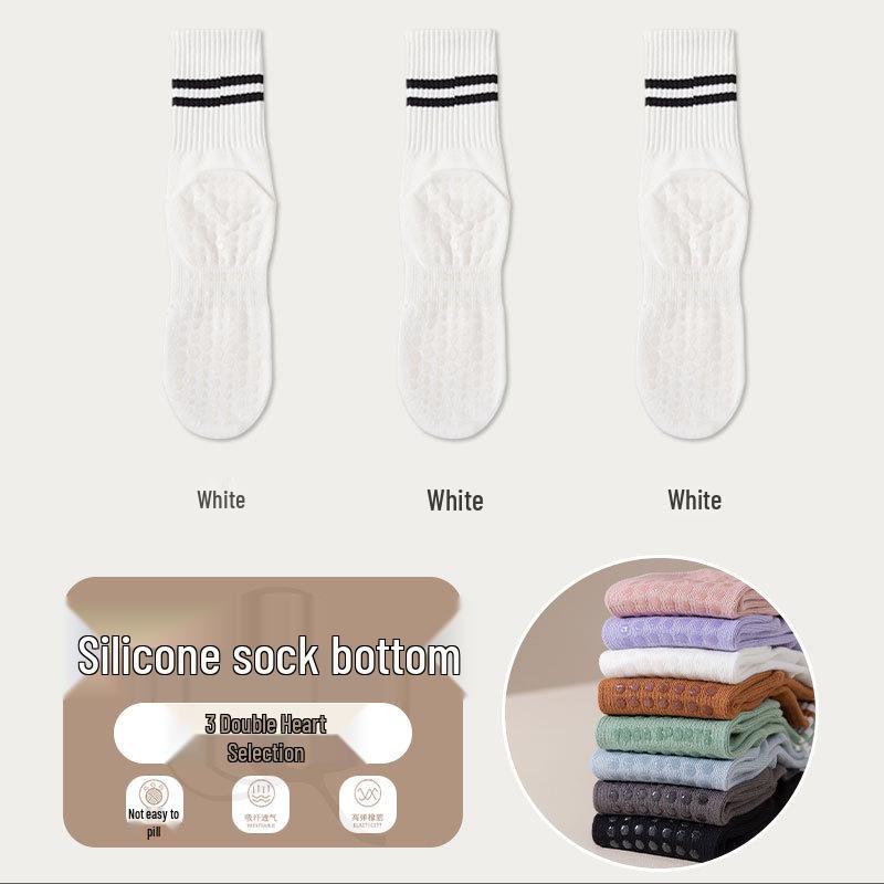 Non-Slip Silicone Yoga & Pilates Socks for Adults - Mid-Calf Length, Ideal for Indoor Sports, Dance, and Fitness Activities