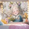 Wreath Girl And White Rabbit Tapestry Wall Hanging Home Decor for Bedroom Living Room Dorm Fresh Flower Rabbit Anime