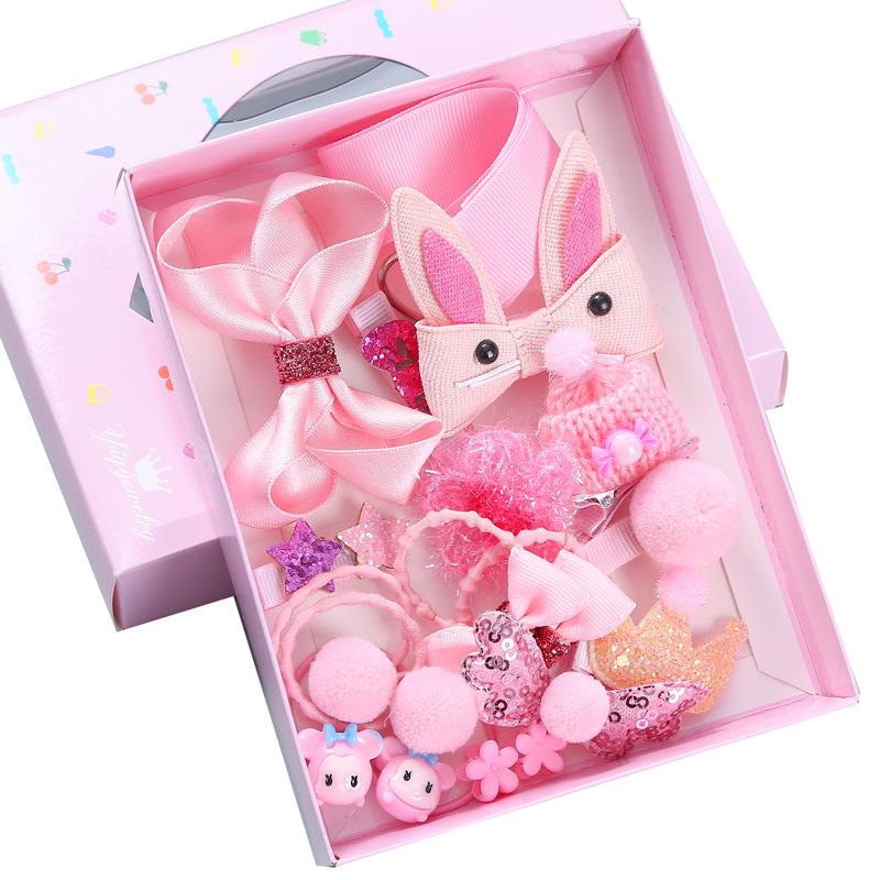 Korean Style 18-Piece Children's Hair Clips Gift Set - Hair-Friendly Bows & Crown Hairpins for Girls