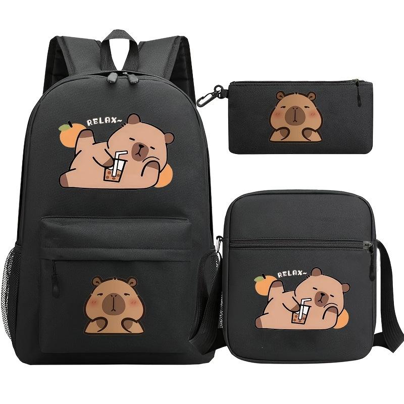 Peripheral primary and secondary school students fashion backpack children's schoolbag set three-piece set