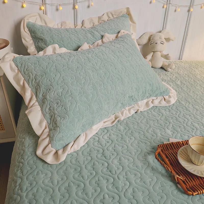 Наволочка в стилі принцеси з листя лотоса Кораловий оксамит Потовщення Наволочка для спальні Дівчата Гуртожиток Пара наволочки для подушки