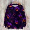 Women's Long Sleeve Halloween Print Sweater, Casual Round Neck Knit Top