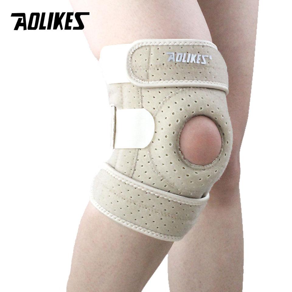 AOLIKES 1 Stück Kniebandage mit seitlichen Stabilisatoren & Patella-Gelpolstern zur Unterstützung bei Knieschmerzen für Kniepolster zum Laufen, Trainieren, Arthritis