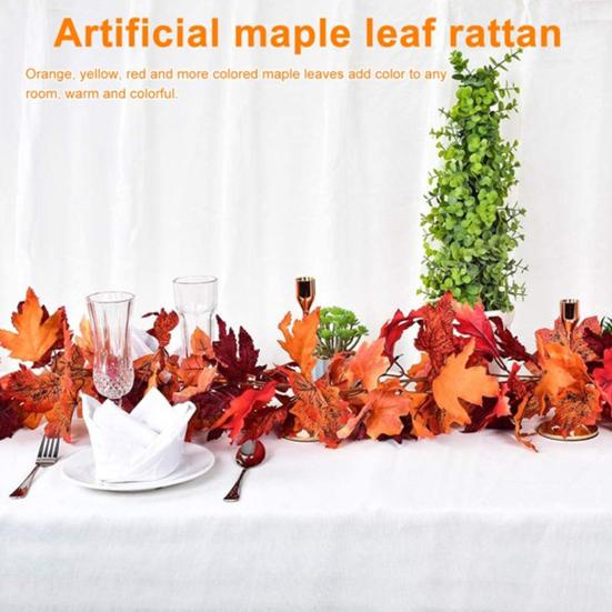 100/175CM Artificial Maple Leaf Garland UV Resistant Fall Halloween Thanksgiving Day Harvest Festival Autumn Mantle Porch Indoor Outdoor Decoration