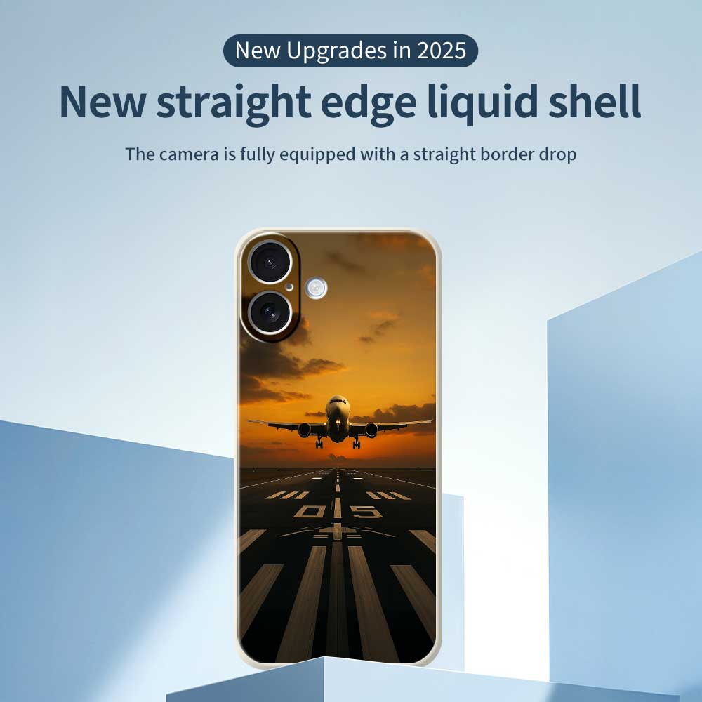 For iPhone 17 Case Airplane Pattern Printing Straight Edge TPU Phone Back Cover