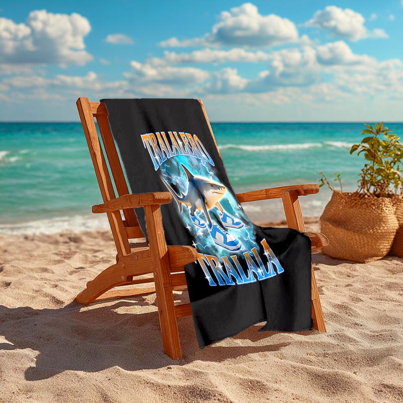 1Pc Shark Sneakers Adventure Beach Towel Quick Dry Multiuse For Beach Pool Gym Yoga Home Travel Christmas Halloween Xmas Gift L1480