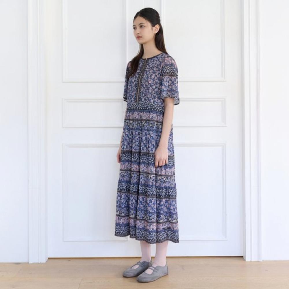 Thursday Island Women Flower Border Mix Long Dress T264mop291w