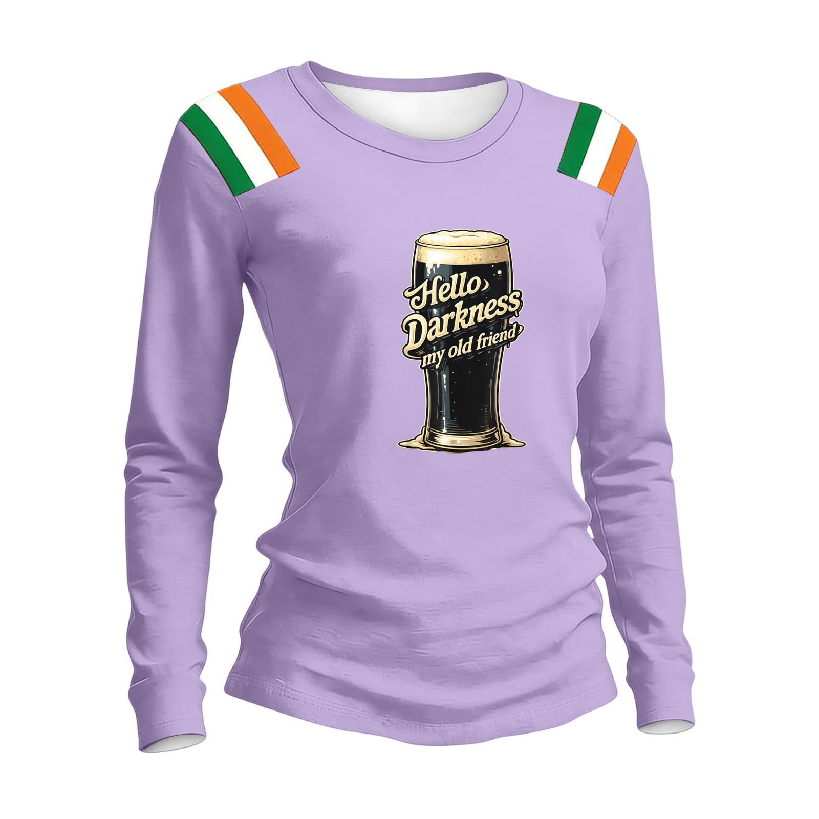 

Женский модный повседневный топ-свитер с принтом, круглым вырезом и длинным рукавом L фиолетовый