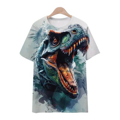 Herren T-Shirt Herren Sommer Freizeit T-Shirt Bedruckte Streetwear Dinosaurier Muster