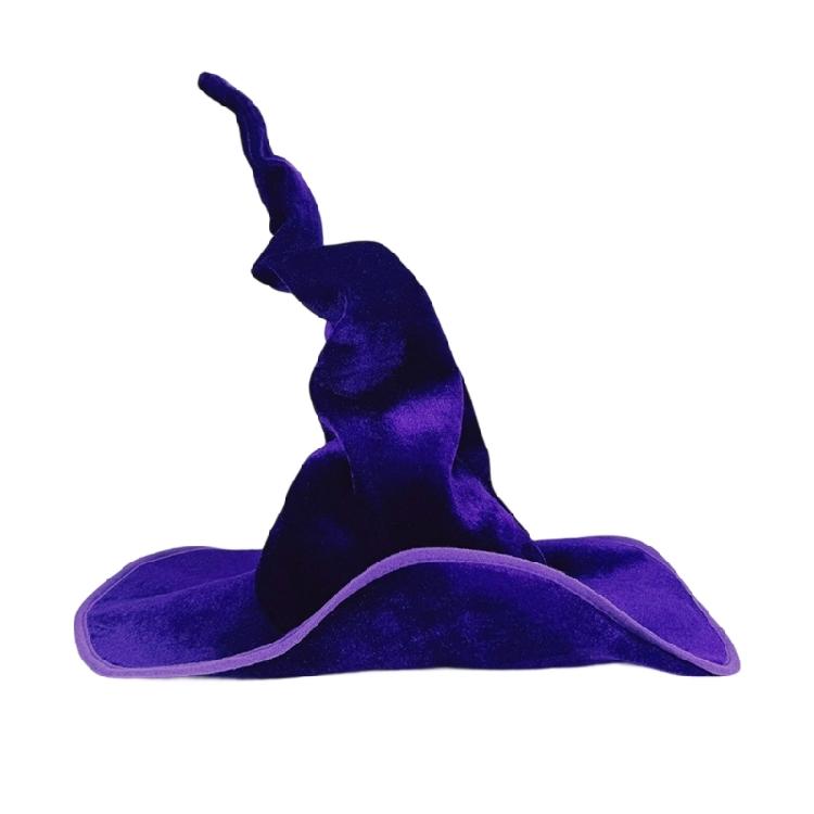 Divadelní zakřivený čarodějnický klobouk pro dospělé a teenagery Halloweenská párty Oblečení na maškarní ples Kouzelnický klobouk Pokrývka hlavy pro Cosplay událost