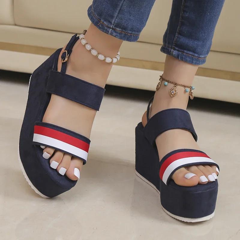 Fashion Summer Large Size  High Heels Platform Wedges Sandals Party Red Female Shoes Comfortable Casual Outdoor Women's Sandals