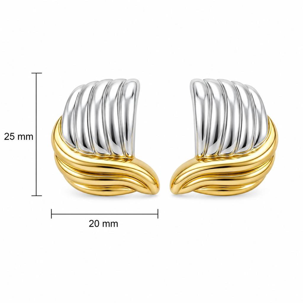Stylish Gold and Silver Wing Earrings: Stainless Steel High-End Design