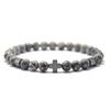 2pcs Men Bracelet Set Hematite Cross Braslet For Hombre Natural Lava Tiger Eyes Stone Braclet Homme Beaded Brazalete Pulseira
