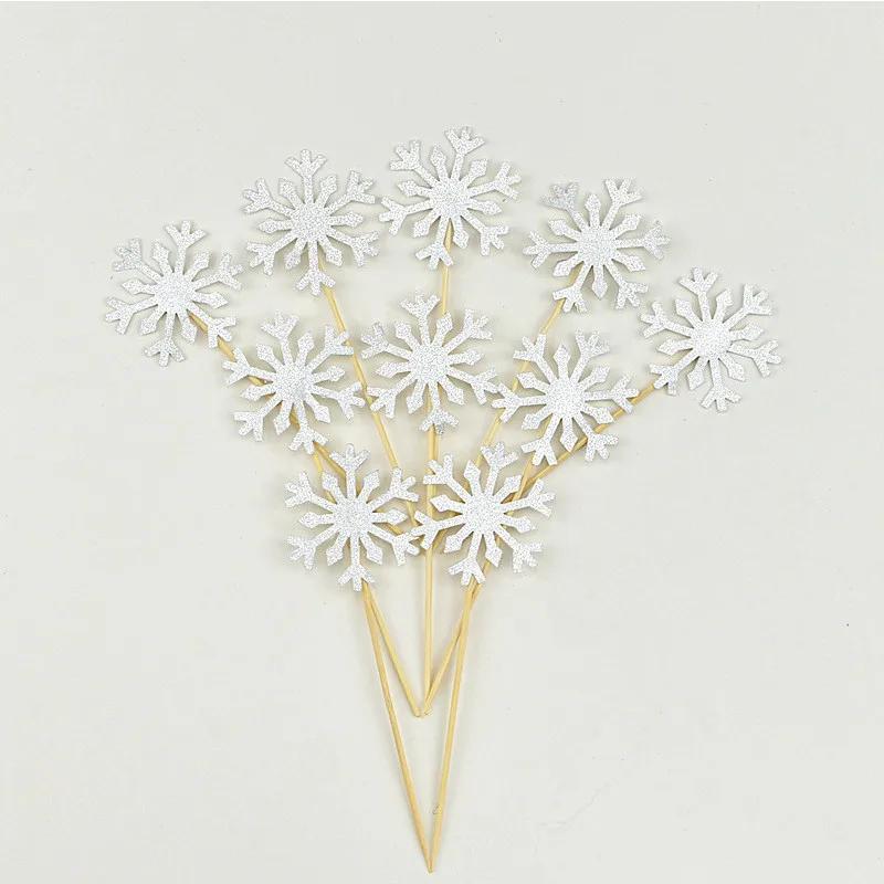 10pc/set Wholesale Snowflake Cupcake Toppers Baby Girl Frozen Birthday Party Decoration Kids Christmas Cake Supplies Accessories