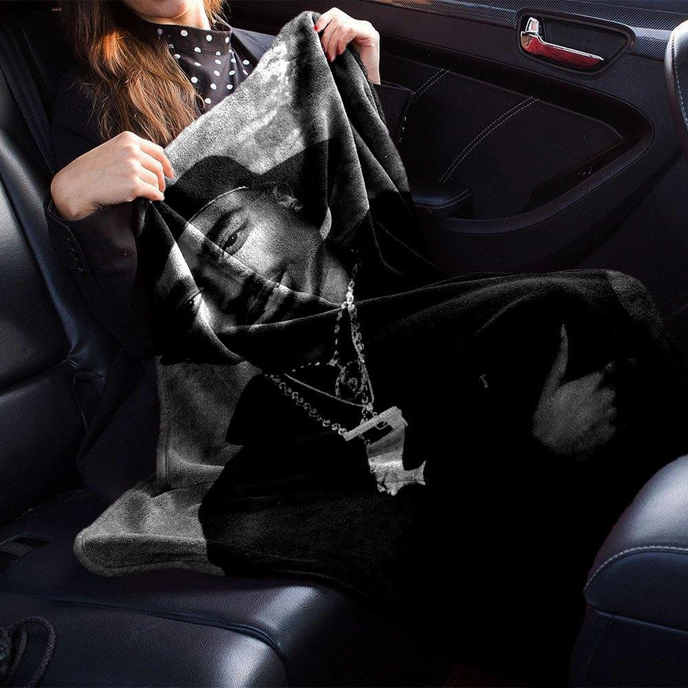 1pc 2PacHip Hop Blanket Soft Lightweight All Season Multi Purpose Throw for Sofa, Bed, Office & Picnics, French Style with Iconic Album Art & Quotes