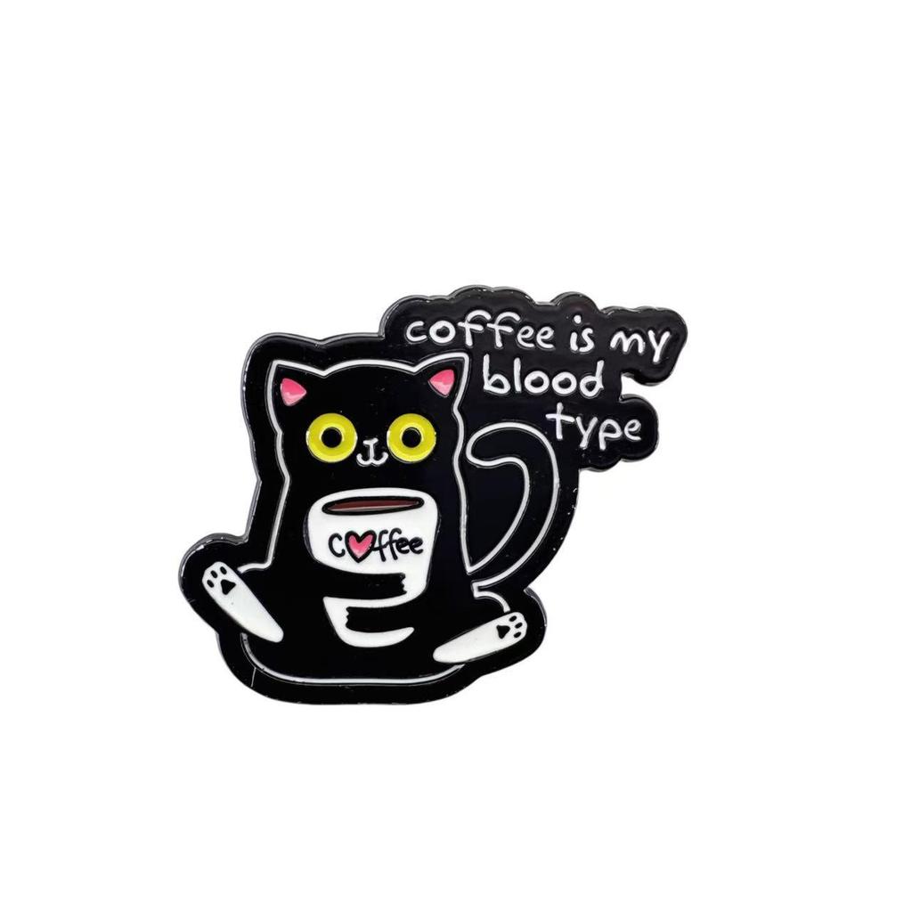 Broche Métallique en Forme de Chat avec Finition Peinte - Insigne Créatif Lettre Anglaise pour Sac à Dos ou Veste