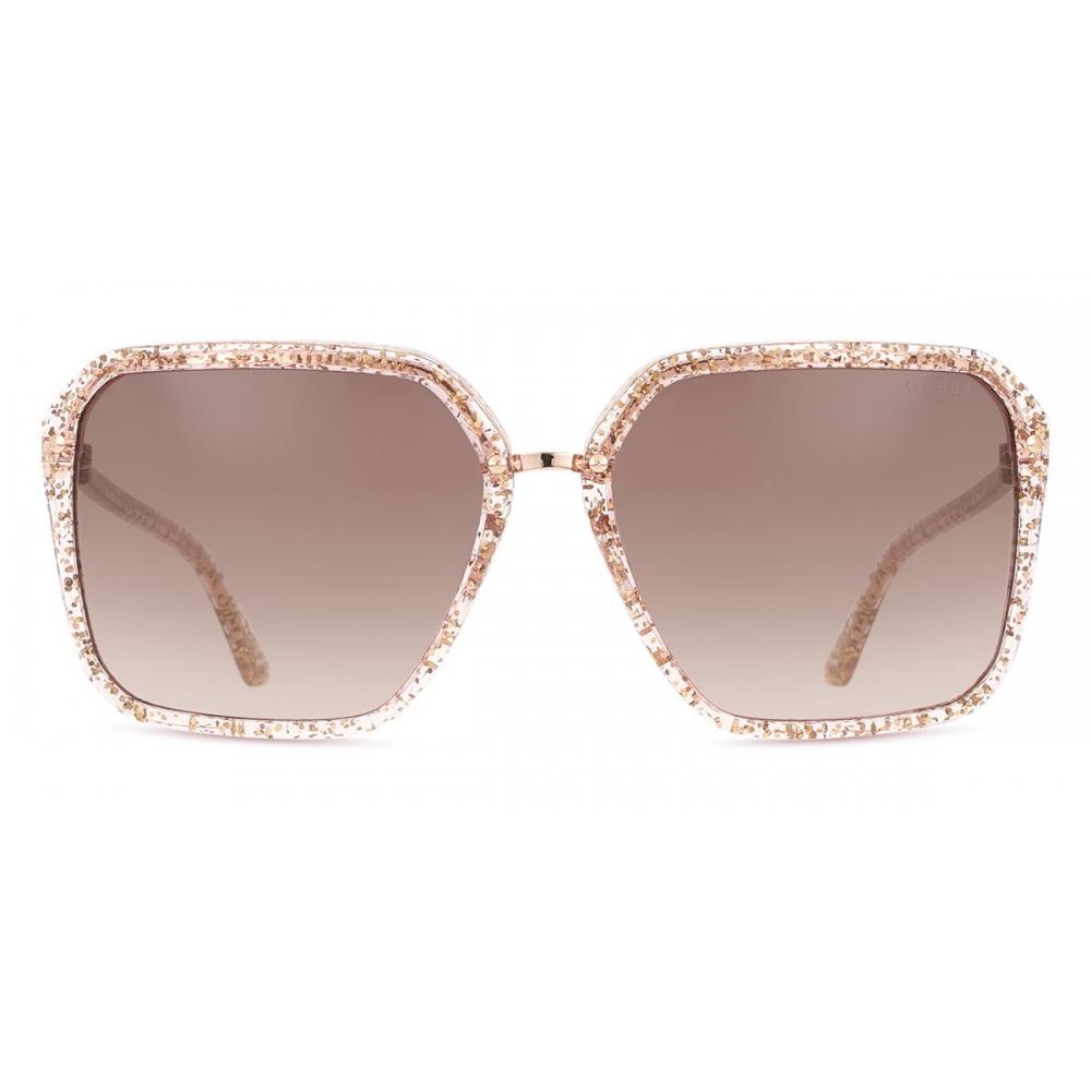 Guess Gu7888 59f Damen Sonnenbrille Transparent Glitter Brown Gold/57-15-140 gray