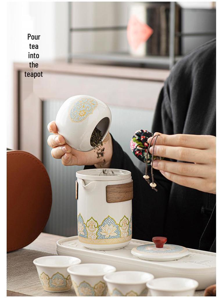 Portable Travel Kung Fu Tea Set: Outdoor Camping Quick Cup & Teapot for Business Gift