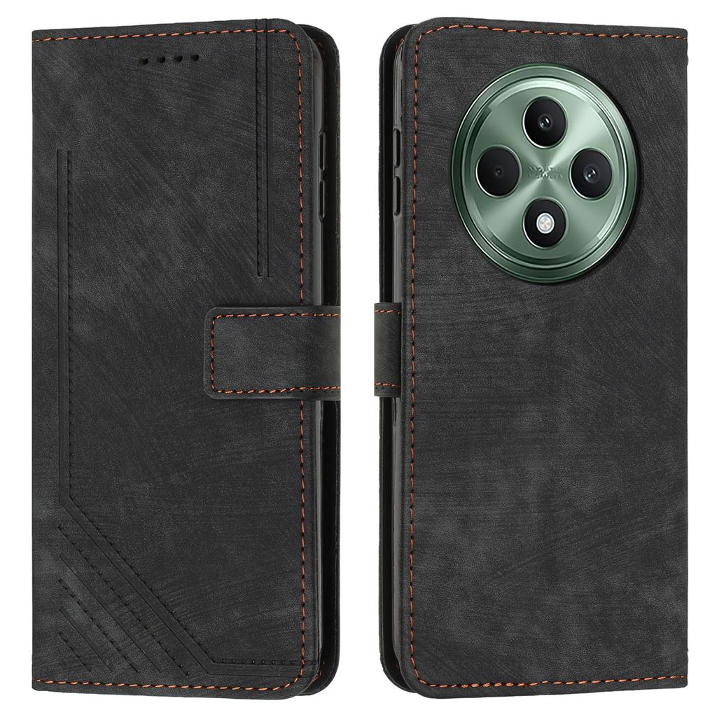 For Oppo Reno12 F 5G Case Shockproof Wallet PU Leather Flip Lines Phone Cover