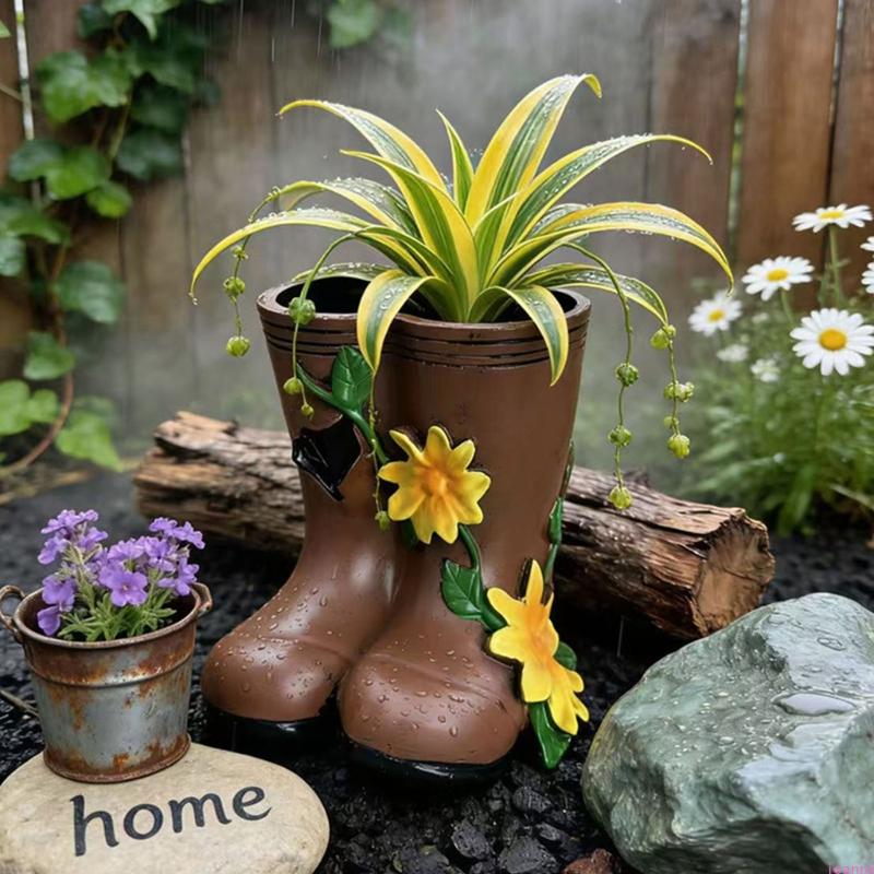 Boot Vases Boot Planter Rustics Farmhouse Flower Pot Outdoor Decorative Plant Pot Bucket for Wedding,Gardens Home Decors