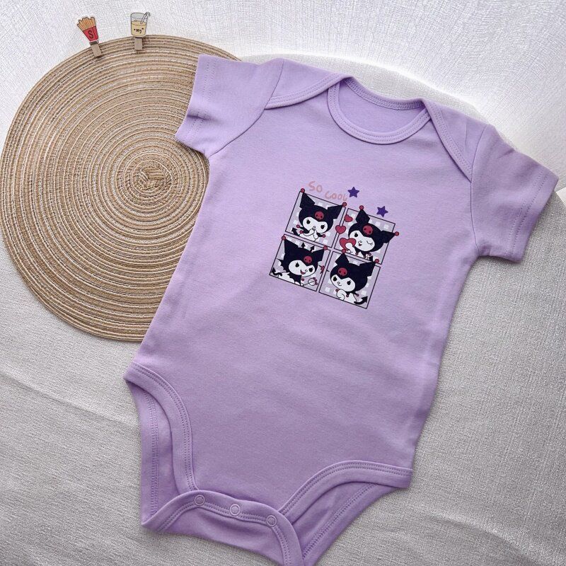

Summer Baby Comfortable One-Piece Romper with Cartoon Print, Cute Baby Pure Cotton Jumpsuit, Short-Sleeved and Long-Sleeved Onesie Purple Short-Sleeve Kumihimo 85 cm