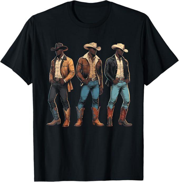 Black Cowboy Western Rodeo Melanin Black History Texas Men T-Shirt