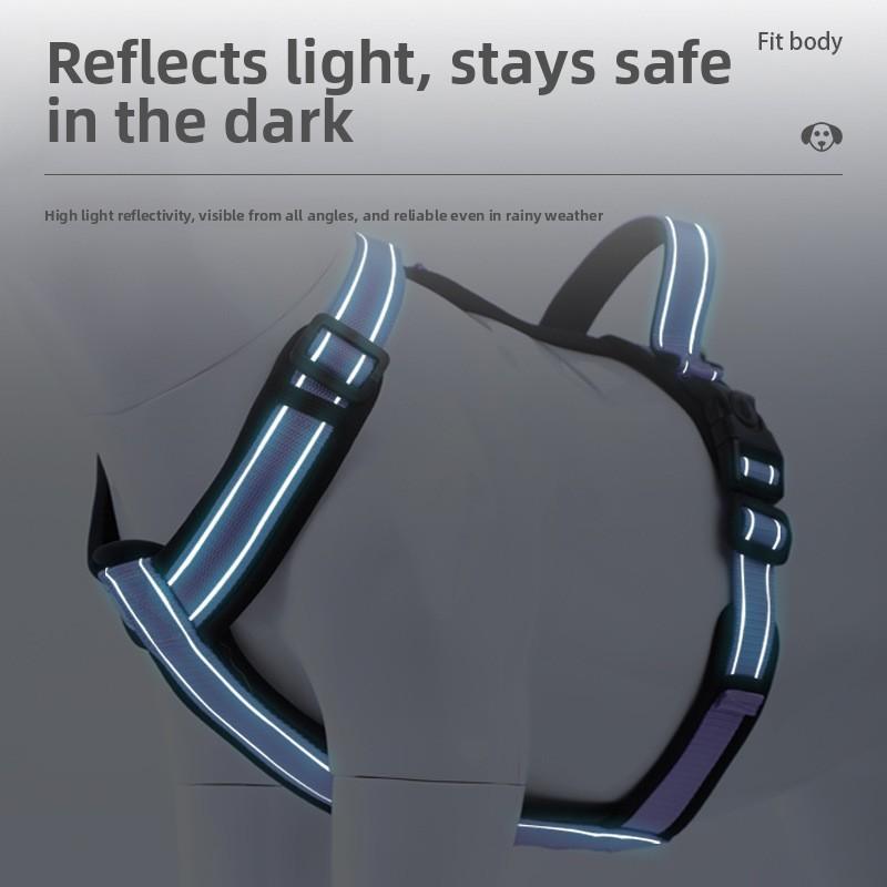 Eine bequeme, atmungsaktive und verschleißfeste I-förmige Hundeleine für Brust und Rücken des großen Hundes, um zu verhindern, dass er sich losreißt.