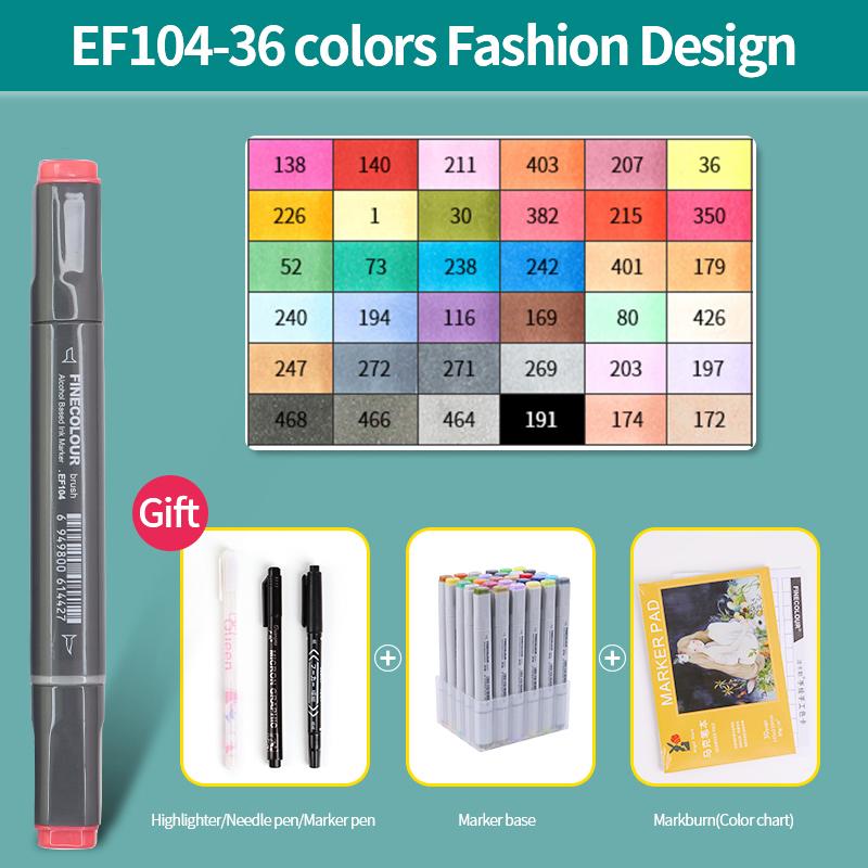 EF104 Double-Head Alcohol Marker Pens Sketch Design Marker Brush Pen Beginner Manga Graphic Drawing Art Supplies