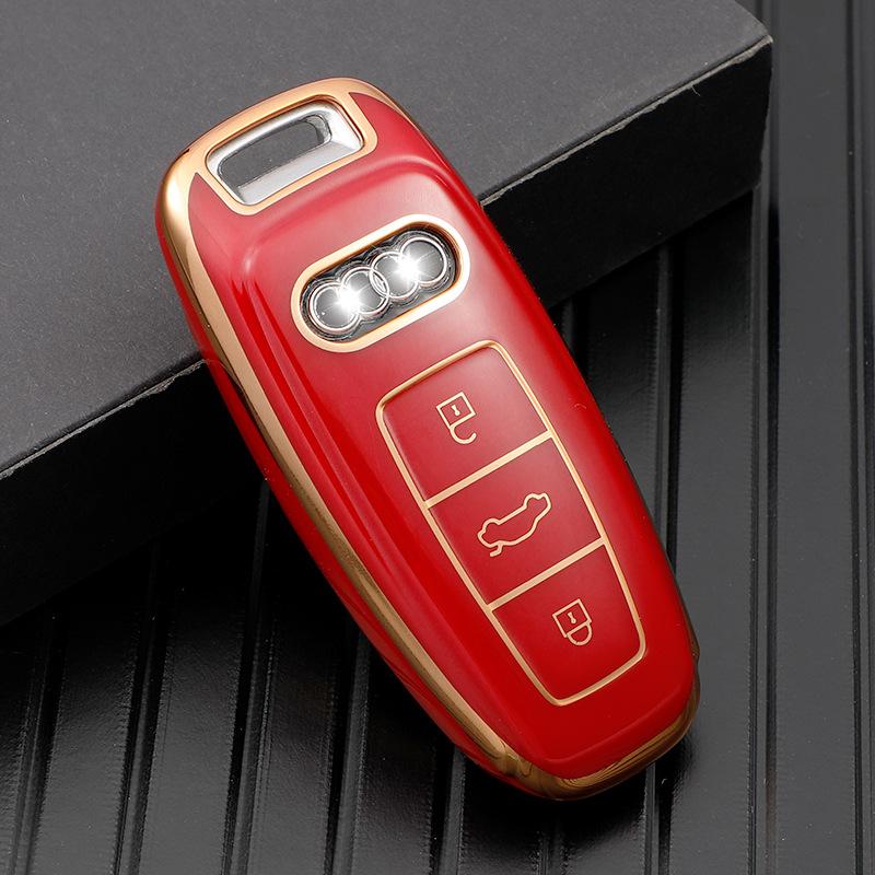 

Модный чехол для дистанционного ключа из ТПУ для A6 A7 A8 E-tron C8 D5 Q7 Q8 2018 2019, защитный держатель, аксессуары для брелоков красный