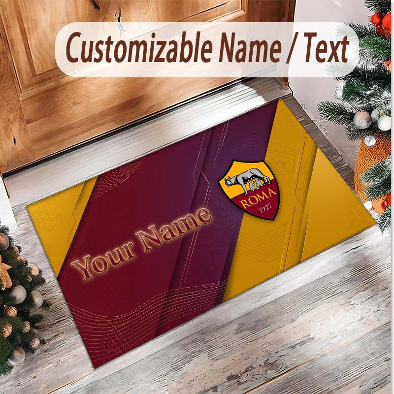 Personalized Crystal Velvet Carpet AS Roma FC Pattern Non Slip Floor Rug