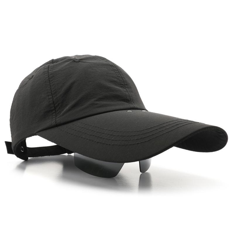Hat solid color quick-drying foldable baseball cap outdoor sunscreen glasses integrated extended brim sunshade cap