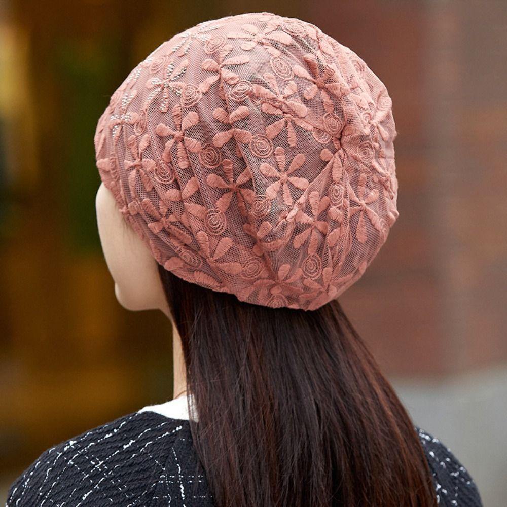 Hollow Out Beanies Cap Lace Flower Turban Beanies Caps Chemo Cap Crochet Slouchy Hat  Women Girls