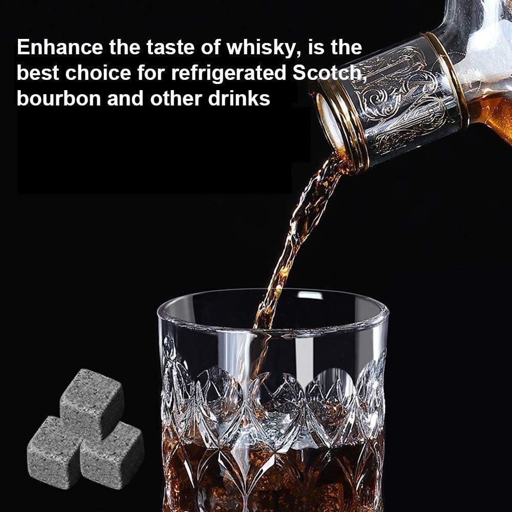 9 sztuk Kamieni do Whiskey Wielokrotnego Użytku Kostki Lodu Granitowe Kamienie do Whiskey Bezsmakowe Kamienie Chłodzące Chłodziarka do Whiskey Kostki Lodu do Baru Barmana
