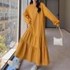 Long Sleeve Plus Fleece Thicken Dress Large Size Loose Lazy Wind Thermal Round Neck Long Solid Youth Comfortable Mermaid Dresses