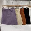 2024 Women's High-Waist Corduroy A-Line Mini Skirt - Slimming, Petite, Korean Style for Autumn