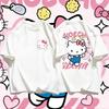 Sanrio 2026 Summer Comic Form Hello Kitty Image 100 Cotton Printed Casual Tshirt Adult Children Parentchild Top Homewear Y2k