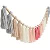 Boho Tassel Garland with Wood Beads Wall Hanging Tassel Banner for Classroom Bedroom Nursery Decoration Roseate