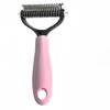 Pet Grooming Dematting Comb for Dogs and Cats Double Row Stainless Steel Blades Detangling Shedding Tool with Ergonomic Handle for Fur Maintenance