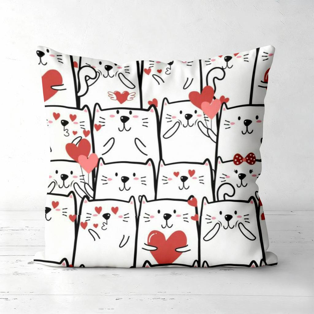Cute Cat And Heart Patterned Decorative Throw Pillows Polyester pillowcase, sofa decorative cushion cov Headboard Pillow