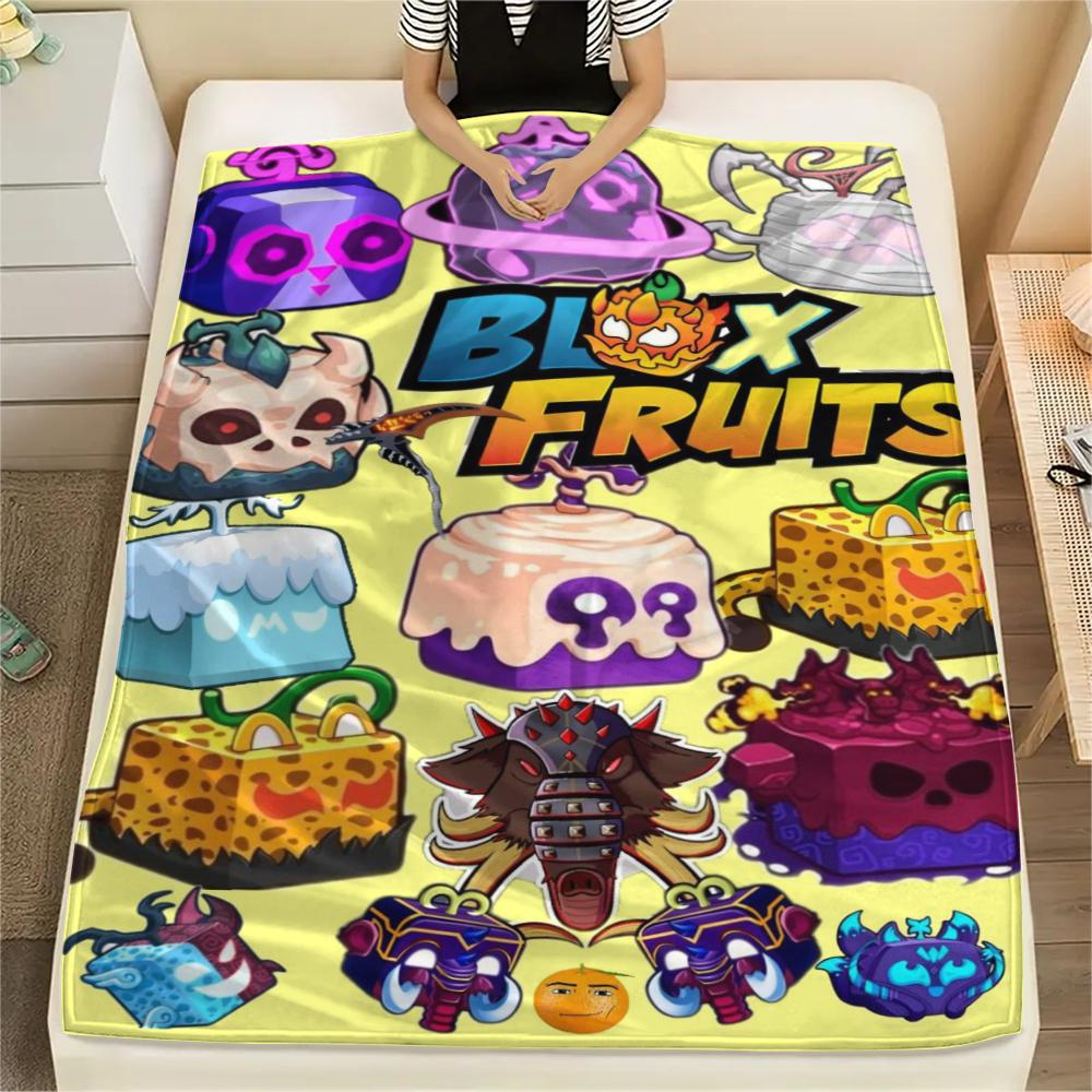 1Pc Blox Fruits Game Print Flannel Blanket, High Quality Comfortable for All Seasons, Home Decor, Warmth and Comfort, Perfect for Christmas Gifts 10