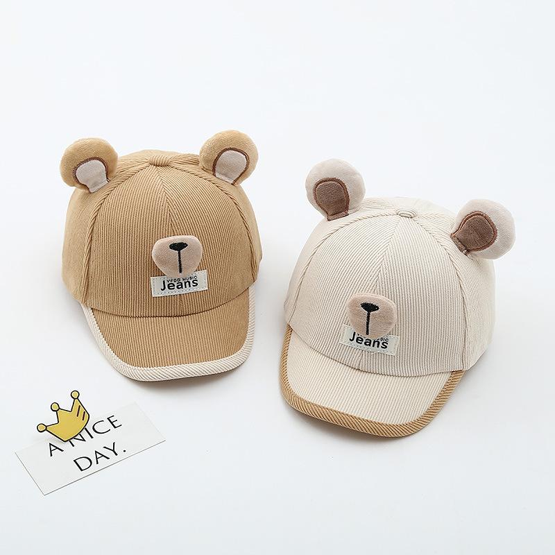 Cartoon Bear Ear Baby Baseball Hat Spring Cotton Toddler Boy Girl Duck Tongue Cap Korean Solid Color Kids Sun Visor Hats