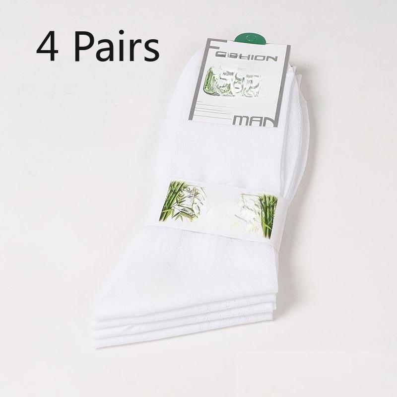 4 Pairs of Men's Summer Thin Anti Hook Silk Non Elastic Non Foot Middle Aged Loose Tube Socks