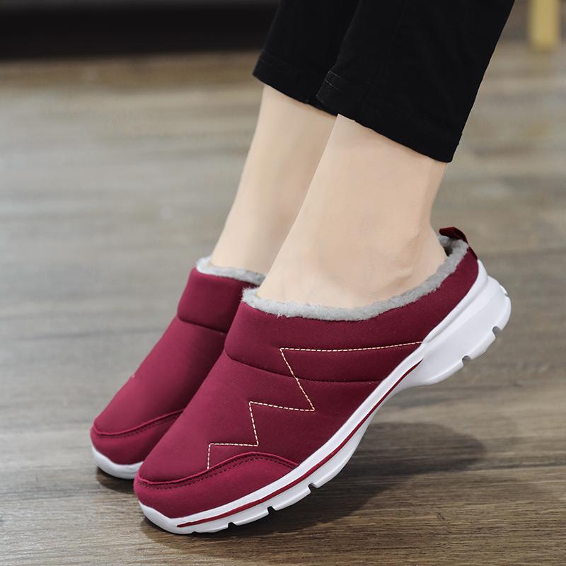 Men Women Plush Slippers Winter Indoor Outdoor Walking Shoes Warm Casual Flats Cotton Shoes Big Size 36-48
