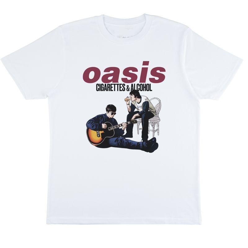 Oasis Summer's New European and American Retro Casual Rock Music Trendy Brand Pure Cotton Men's Short-sleeved T-shirt